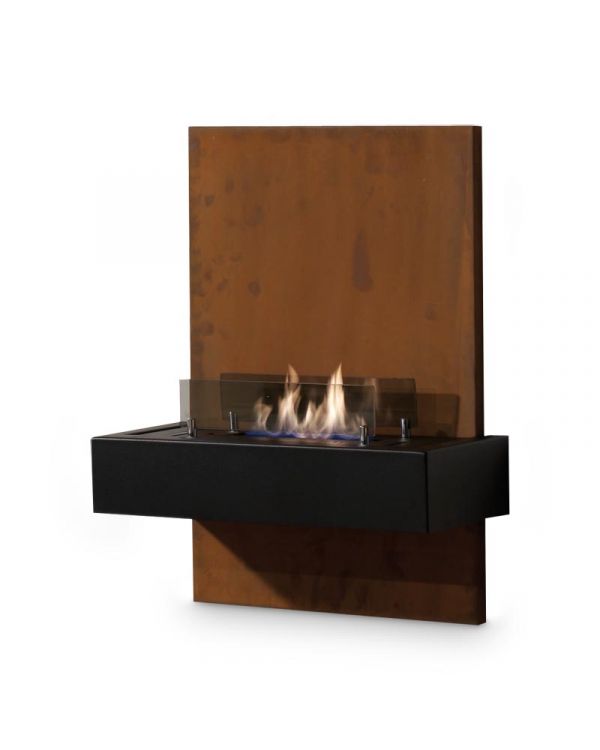 Ethanol Wandkamin Ruby Fires Quero Cortenstahl