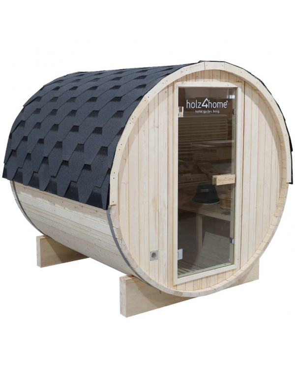 Fasssauna Pini wood Outdoor Sauna inkl. Ofen 6 kW  L - 4 Personen 