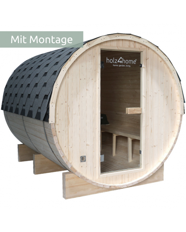 Fasssauna L240  x B180 x H190 cm bis zu 6  Personen  mit Montage