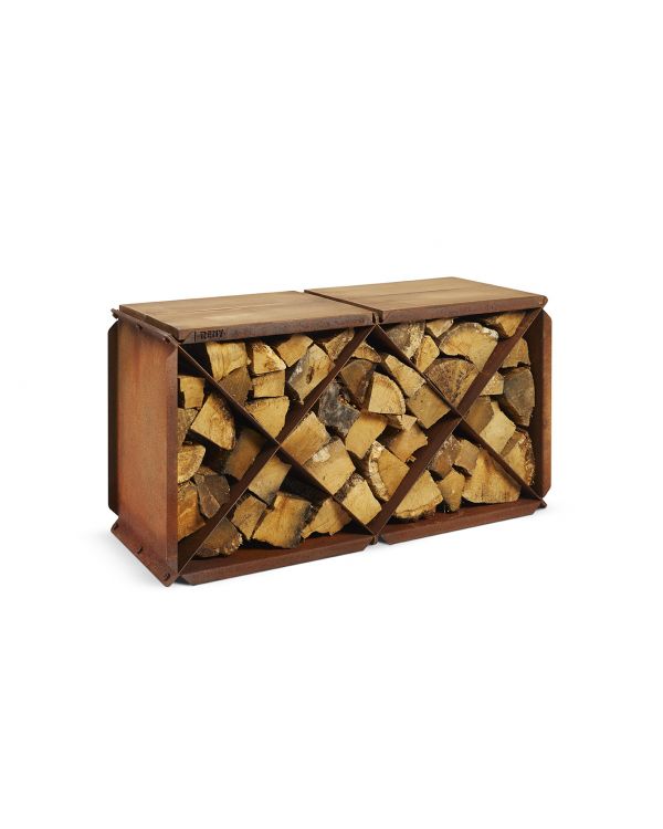 Holzlager Cortenstahl Außen / HOCKER RB73 BloXX