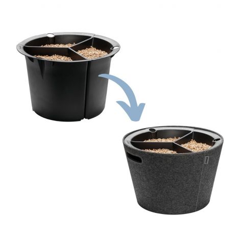 Kaminholz- & Pelletkorb 2-in-1 – Aduro Proline Filz Grau mit schwarzem Einsatz bei ofenland24 kaufen