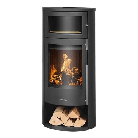 Kaminofen mit Backfach Oranier Polar Neo Bakery Stahl Schwarz 6,5 kW