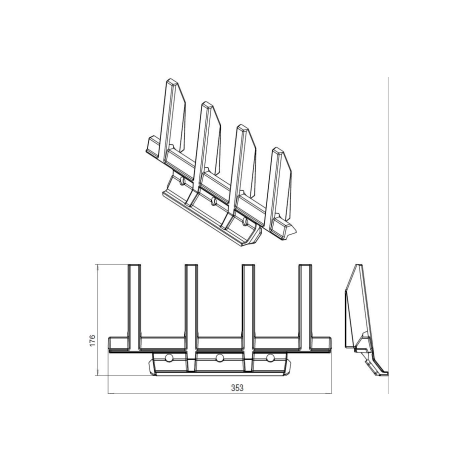 NunnaUuni  Ersatzteil  Stehrost AG 4 und  AG6 Hinterteil ( 4 Zack), 353 x176 mm)