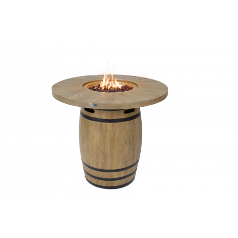 ELEMENTI Feuertisch LAFITE Bartische aus Beton - Komplett-Set, wetterbeständig, Holzoptik 122x122x110cm