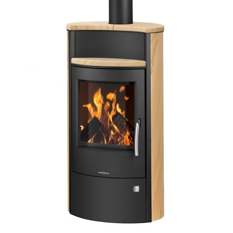 Kaminofen Stahl Schwarz / Sandstein Oranier Pori 7, 6.5 kW